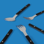 Sur La Table Kitchen Essentials 20 Piece Flatware Silverware Set - Stainless Steel Utensils - Forks, Spoons, Knives - Black