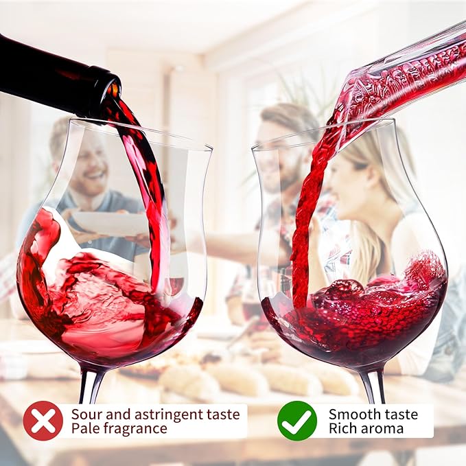 Wine Aerator Pourer Spout Rich Bubbles Decanter Spout Wine Air Aerator Improved Flavor Aerating Pourer Professional Quality Wine Pourer Aerator No-Drip Wine Accessories Gift for Wine Lover