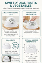 Quick Salad Maker Chopper Salad Cutter Bowl Swiftly Dice Fruits & Vegetables, BPA-Free Healthy Meals and Salads in Minutes Multi-functional (White)