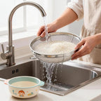 Fine Mesh Strainer for Kitchen, Stainless Steel Colander Bowl for Pasta, Rice, Fruit, Metal Net Baskets with Resting Base - Strain, Drain, Rinse (Diameter 9.84 inch)