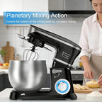 Electric Stand Mixer, Kitchen Mixer 6.5-Quart Tilt-Head, 6 Speeds with Dough Hook, Whisk, Beater, and Splash Guard, Stainless Steel Bowl for Baking—Perfect for Baking Bread, Cookies, Cakes