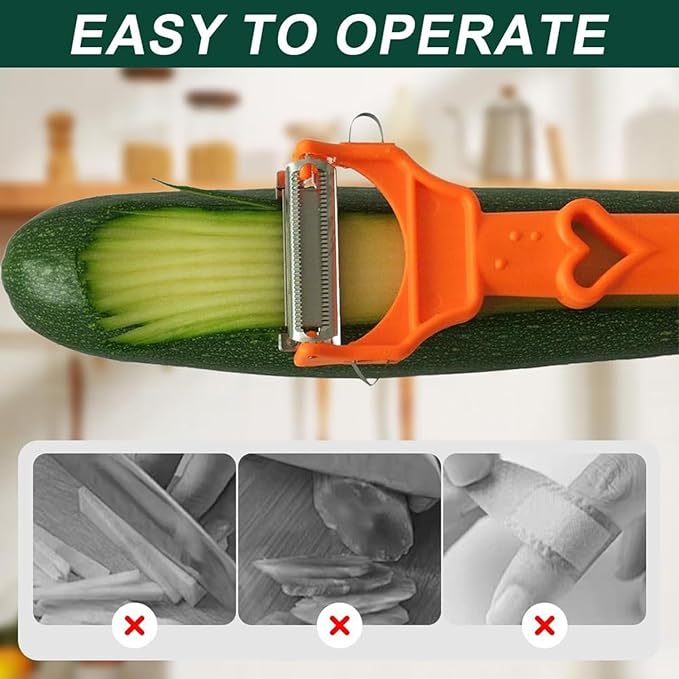 Pelador Multifuncional 2-En-1, Multi Cutter and Julienne Set with Grating Plate Great, 2025 Multifunctional Kitchenware Set with Grating Plate, Double-Edged for Easy Peeling (2 PCS)