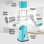 Zulay Kitchen Rotary Cheese Grater 5 Blade Cheese Shredder - Manual Hand Crank Cheese Grater With Reinforced Suction & 5 Interchangeable Drums - Easy to Use, Vegetable Chopper Round Mandoline Slicer