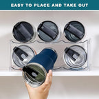 LARGER Compartment - Stackable Water Bottle Organizer Holder - for Stanley & Others' Large Tumbler - Clear Wine Rack, Cup Bottle Holder for Cabinet Home Countertop Fridge Pantry Shelf, 2 Tier Hold 6
