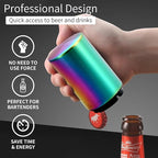 Beer Bottle Opener Destapadores de Cerveza Automatic Bottle Opener Bottle Cap Opener, Down-Pop Off Beer Bottle Opener with Magnetic Cap Catcher, Cool Bartender Tools, Men Beer Gift （Color）