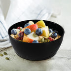 4-Piece Classic Plastic Prep Bowls with Lids, Nesting Plastic Small Mixing Bowl Set for Mixing, Baking, Prepping, Cooking and Serving Food, Microwave and Dishwasher Safe (Black)