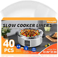 40 Pack Slow Cooker Liners, Large Size 13"x 21" Cooking Bags Disposable Pot Liners, Plastic Slow Cooker Bags Fits 3-8 Quarts, BPA Free, Suitable for Oval & Round Pot