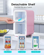 BEICHEN Mini Fridge,6 Liter / 8 Can Small Fridge for Bedroom, Car, Office & Dorm, AC100-120 V/DC 12 V Portable Thermoelectric Cooler & Warmer for Skincare, Food, Drinks,Pink