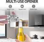 Safring Can Opener Manual, Heavy Duty Handheld Strong Can Opener with Soft Touch Handle, Sharp Blade Smooth Edge, Can Openers with Multifunctional Bottle Opener, Pink