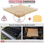 Unicook 16" x 16" Square Pizza Stone for Grill and Oven, Large Cordierite Bread Baking Stone for Crispy Crust Pizzas, Bread and Cookies, Includes Dough Scraper