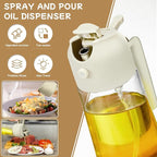 Oil Sprayer for Cooking 2pcs,2 in 1 Oil Dispenser and Oils Sprayer Kitchen Gadgets-16oz Glass Oils Spray Bottle,Mist Olive OilDispenser,Air Fryer,Salad,Grill (White Kitchen Accessories)