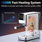 URintells Cuising Espresso Machine 20 Bar,Touch Screen Espresso Maker with Steam Milk Frother,Stainless Steel Coffee Machine for Cappuccino Latte Americano Cold Brew,1350W Fast Heat Up System,Silver