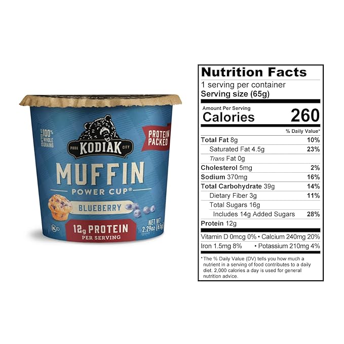 Kodiak Cakes Minute Muffins, Mountain Blueberry, 2.29 Ounce (Pack of 12) (Packaging May Vary)