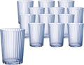 Bormioli Rocco Exclusiva Gin Fizz Glasses, Set of 12 - Sapphire Blue 17 Oz. Tumblers, Laser Cut Rim & Star Glass Clarity - Durable Cocktail & Drinking Glasses for Barware & Table Use - Made in Italy