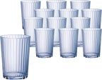 Bormioli Rocco Exclusiva Gin Fizz Glasses, Set of 12 - Sapphire Blue 17 Oz. Tumblers, Laser Cut Rim & Star Glass Clarity - Durable Cocktail & Drinking Glasses for Barware & Table Use - Made in Italy