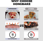 HONGBAKE 14.8 Inch Pizza Pan with Holes, 2 Pack Non-Stick Pizza Pan for Oven, Carbon Steel Perforated Pizza Tray, Crispy Pizza Set, Round Baking Sheet for Frozen & Homemade Pizza, Grey