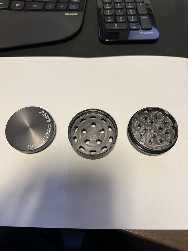 Santa Cruz Shredder Metal Spice Grinder with Textured Grip – 3-Piece Large 2.7" (Grey)