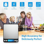 AMIR Digital Kitchen Scale, 3000g 0.01oz/0.1g Pocket Cooking Scale, Mini Food Scale, Pro Electronic Jewelry Scale with Back-Lit LCD Display, Tare & PCS Functions, Stainless Steel, Black