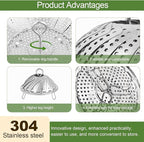 Steamer Basket for Cooking – Premium 304 Stainless Steel Steamer Basket, 3rd Gen Folding Expandable Steamers, Suitable for Cookware Pot, Fit for Fish Vegetables Pasta Eggs (Medium (6.1“ to 10.43”))