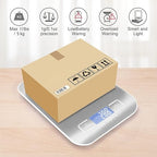Digital Shipping Scale,Stainless Steel Panel, Accurate 5kg/1g Portable Postal Scale for Packages, Small Business,Kitchen, Food, Handmade, Liquids, and Boutique (Silver)