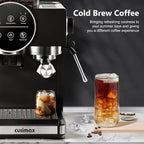 Espresso Machine with Grinder, 20 Bar Professional Expresso Coffee Machines with Milk Frother Steam Wand, Espresso Maker with 60oz Removable Water Tank, Cappuccino & Latte Machine for Home (Black-Pro)