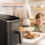 Cosori 9-in-1 TurboBlaze Air Fryer 6 Qt, PFAS-Free Ceramic Coating, 90°–450°F, Precise Heating for Even Results, Air Fry, Roast, Bake, Broil, Dry, Frozen, Proof, Reheat, Keep Warm, 120V, Dark Gray