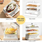 Electric Food Steamer, 32L 3-Tier Square Steamer, Food-Grade & Dishwasher-Safe, Juice Tray, 6 Preset Programs for Meat/Fish/Seafood/Grains, 10s 3D Steam, 12H Delay Start, Baby Food Steamer Pot