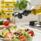 6 Pcs Auto Flip Liquor & Oil Pour Spout, 304 Stainless Steel Dispenser Spout for Olive Oil, Alcohol, Wine, Vinegar, Home & Bar Essential Tools, Black