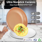 M MELENTA Pots and Pans Set Ultra Nonstick, Pre-Installed 11pcs Cookware Set Copper with Ceramic Coating, Stay cool handle & Nylon Kitchen Utensils, Gas/Induction Compatible, 100% PFOA Free