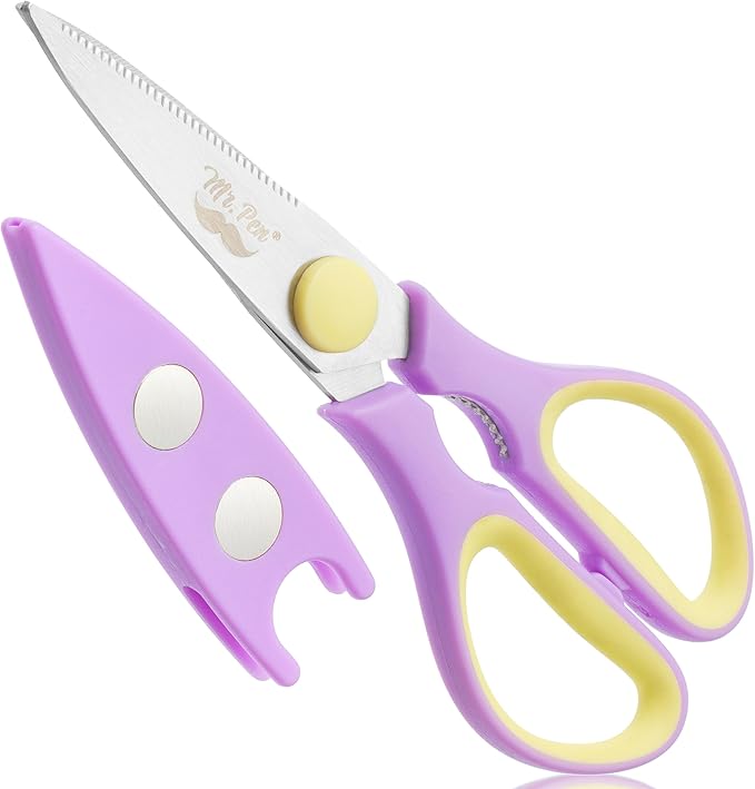 Mr. Pen- All Purpose Kitchen Shears with Protective Sheath, 2pcs, 8 Inch, Dishwasher Safe, Stainless Steel Food Scissors with Micro-Serrated Blades, Soft Grip, Durable Utility Kitchen Shears