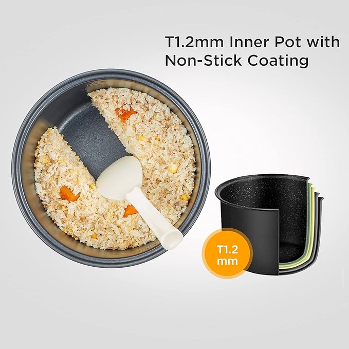 COMFEE' Rice Cooker 10 cup Uncooked/20 cup Cooked, Rice Maker, Steamer, Saute, Steamer and Warmer, 5.2 QT Large Capacity, Brown Rice, Quinoa and Oatmeal, 8 One-Touch Programs