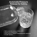 Aluminum Sparkling Water Maker with Lever Handle, Metal Body & Nozzle, Compatible with Threaded CO2 Cylinders, Automatic Pressure Release, BPA-Free PET Bottle, 2-Year Warranty
