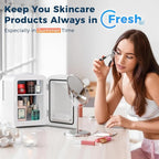 Antarctic Star Compact Refrigerator,Small Cooler for Cosmetics, Beverage and Food,Portable Mini Fridge,Skin Care 4L Capacity/6 Cans, Cooler and Warmer for Bedroom, Car, Office & Dorm,White