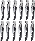 RECUTMS Corkscrew 12 Packs Wine Opener Wine Keys Bulk Stainless Steel Fold Beer or Bottle Opener Serrated Foil Cutter, Perfect for Bars Restaurants Family Company Party(Black)
