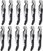 RECUTMS Corkscrew 12 Packs Wine Opener Wine Keys Bulk Stainless Steel Fold Beer or Bottle Opener Serrated Foil Cutter, Perfect for Bars Restaurants Family Company Party(Black)