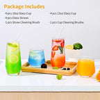 ZMOWIPDL Drinking Glasses Set of 8,Clear 13 oz & 18oz Crystal Glass Cups,Drinkware Glassware,Highball Water Tumbler,Short Stemless Wine Glasses，for Beer,Cocktail,Whiskey,Juice and Various Mixed Drinks