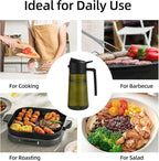 Aovdy 2PCS Oil Sprayer for Cooking 16oz,2 in 1 Olive Oil Dispenser and Oil Sprayer - 470ml Olive Bottle Spray and Pour - Glass Oil Dispenser for Kitchen Cooking Salad BBQ (Light-Proof -Black & Green)