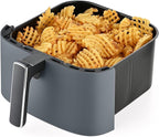 TRU 8-Quart Digital Air Fryer by Select Brands - Family Size, One-Touch Control, 8 Presets - Air Fry Chicken, Meat, Veggies, Fries - Nonstick Pot and Crisping Tray, Auto Shut Off, Matte Gray