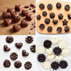 6 Pack Flower Shape Chocolate Candy Molds Silicone, Food-Grade Non-Stick Jelly & Baking Molds, Crayon Molds, BPA-Free, Including Heart, Rose, Tulip, Daisy, Sunflower, and Other Flowers (Brown)