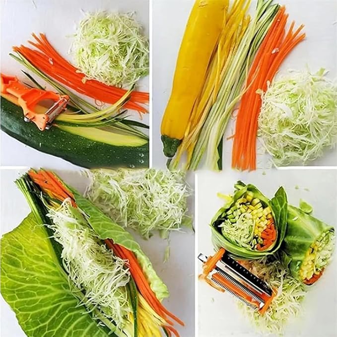 Multifunctional Kitchenware Set,Multifunctional Peeler,A Slicer and a Vegetable Peeler,2025 New Upgrade 2 in 1 Cutter and Julienne Set,Julienne Peeler Vegetable Peeler (Orange)