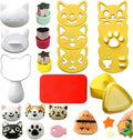 Cute Cat Rice Ball Molds 6 Sets Sushi Molds Bento Accessories Kits with 3PCS Vegetable Fruit Cutter Shapes and 1PC Gimbap Mold Triangle for Nori Rice Making DIY Bento Box Picnic Tools