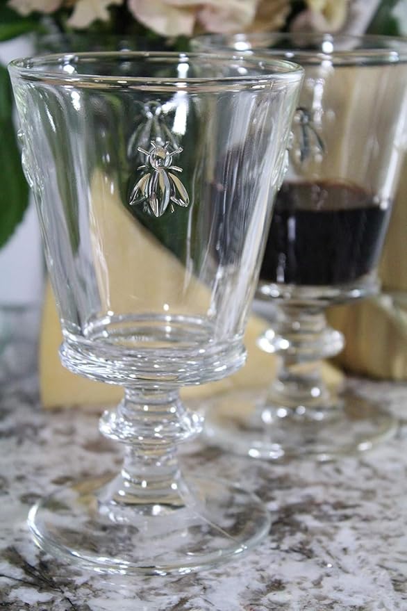 La Rochere Napoleon Bee Stemmed Wine Glass Set of 6 – Vintage Wine Glasses – La Rochere Bee Glassware Sets (12 oz)