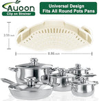 AUOON Clip On Strainer Silicone for All Pots and Pans, Pasta Strainer Clip on Food Strainer for Meat Vegetables Fruit Silicone Kitchen Colander (White)
