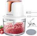Sunfuny Cordless Food Processor, Mini Food Chopper Wireless with 5-Cup Glass Bowl, 6000mAh Battery USB-C Rechargeable Vegetable Chopper, Electric Meat Blender Garlic Grinder,Mom's Gift (Rose Gold)