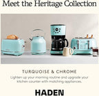 Haden Heritage 1.7 Liter Stainless Steel Electric Tea Kettle with Heritage 2 Slice Wide Slot Stainless Steel Bread Toaster, Turquoise