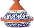 Kamsah Tagine Pot for Cooking and Flavor Enrichment - Large Clay Pot 12”, 5.5 QT - Non-Stick Handmade Cookware - Moroccan Ceramic Pots for Cooking with Lid & Serving Bowl - Bohemian Supreme Blue