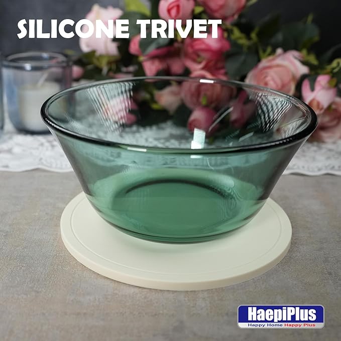 4 Pieces Silicone Trivet Mats, Pot Holders, Kitchen Tools, Heat Resistant Non-Slip Pads for Dishes, Bowls, Jar Opener, Easy to Wash and Dry Pan Cushions (Beige)