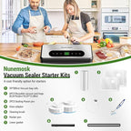 Vacuum Sealer for Food, Food Saver Vacuum Sealer Machine, Powerful Suction, Build-in Cutter, UV Compact Food Sealer, Dry&Wet Modes, Vacuum Sealer Kit with Bag Roll&Mason Jars&Reusable Vacuum Seal Bags
