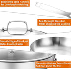 DELARLO Whole Body Tri-Ply Stainless Steel 12 Inch Frying Pan With Lid, kitchen large Skillet Suitable for All Stove Up to 600℉, 18/10 Cookware