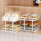 Mustorn 4 Pack Pull Out Spice Rack Organizer for Cabinet, 2 Tier Metal Slide Out Seasoning Organizer and Storage Heavy Duty Vertical Spice Rack Shelf Pullout for Kitchen Cabinets No Drilling (White)